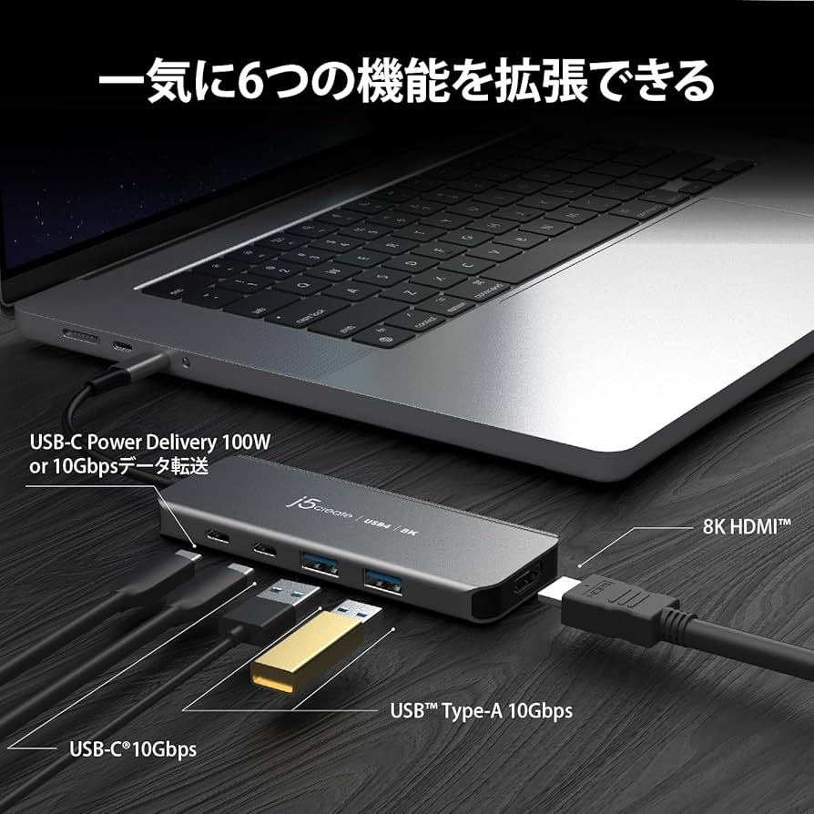 Amazon | j5create USB C 4 6in1 USB4 ドッキングステーション